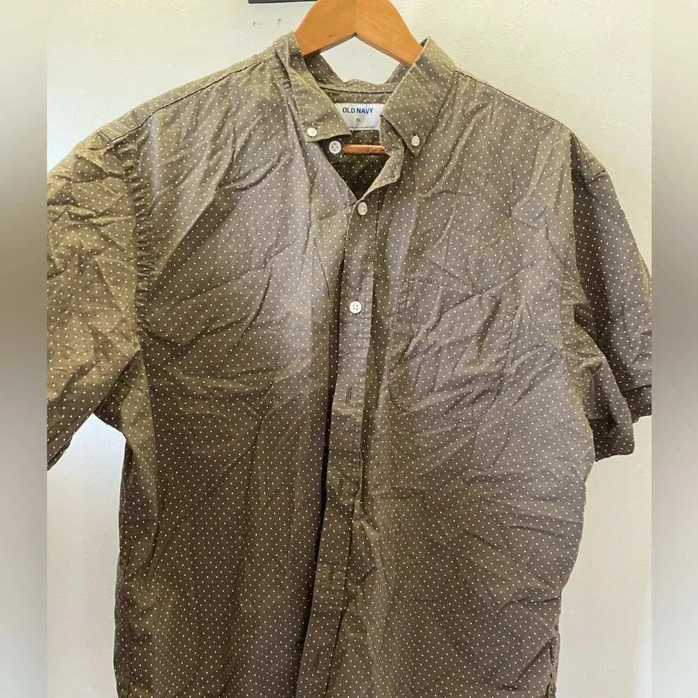 Old Navy Polka Dots Mens Polo Shirt Button Down XL